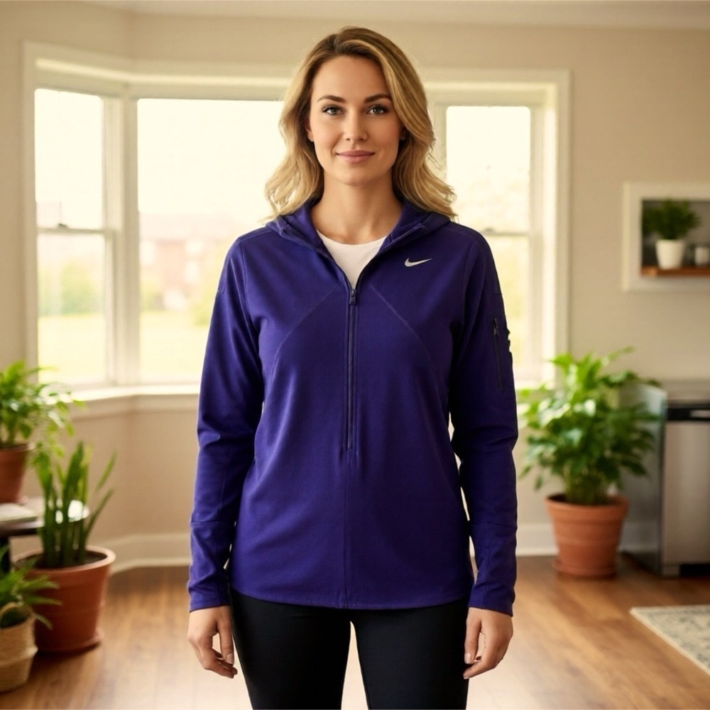 NWOT Nike Purple Full‎ Zip Hoodie Thumb Hole Athletic Jacket Large